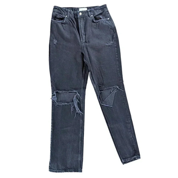 We The Free by Free People High-Waisted Black Distressed Jeans Size 31 - Picture 1 of 5
